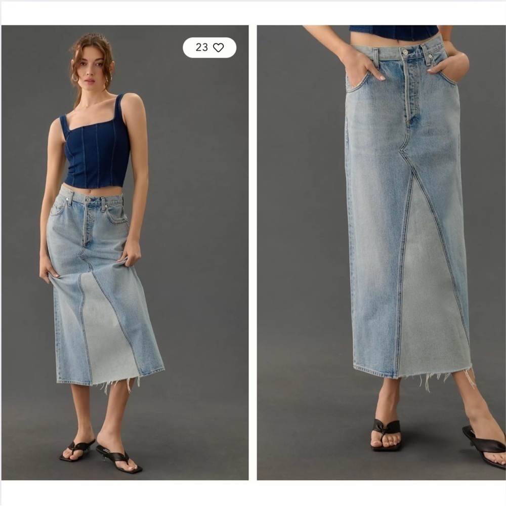 Citizens of Humanity Park Denim Midi Skirt sz 25 - Picture 2 of 7